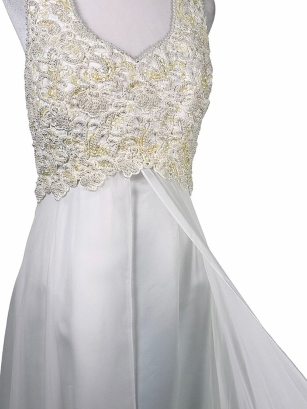 Forever Yours Ivory Beaded Lace Chiffon Wedding Gown Bridal Dress - Picture 3 of 11